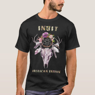 Camiseta Inuit American Indian Tribe BOHO Floral Skull Retr