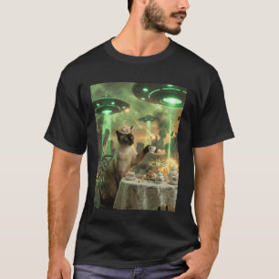 Camiseta Invasión alienígena de gato elegante Fiesta del té