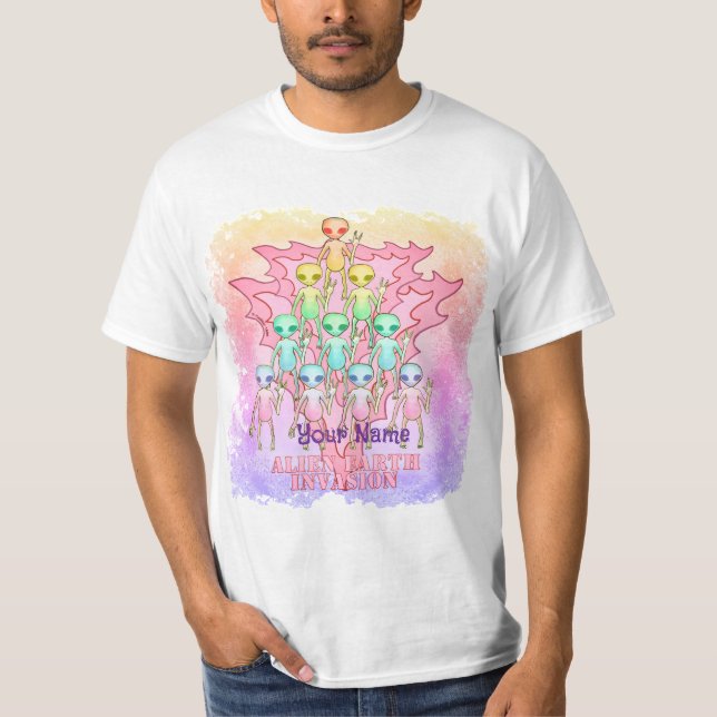Camiseta Invasión Alienígena de la Tierra Rosa (Anverso)