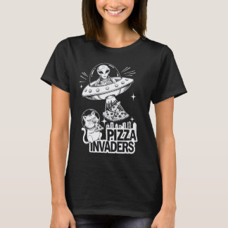 Camiseta Invasión Espacial de Gatos Alien Amantes de la Piz