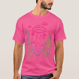 Camiseta Invasión Ufo Arte Mínimo Gracioso Rave Techno Edm 