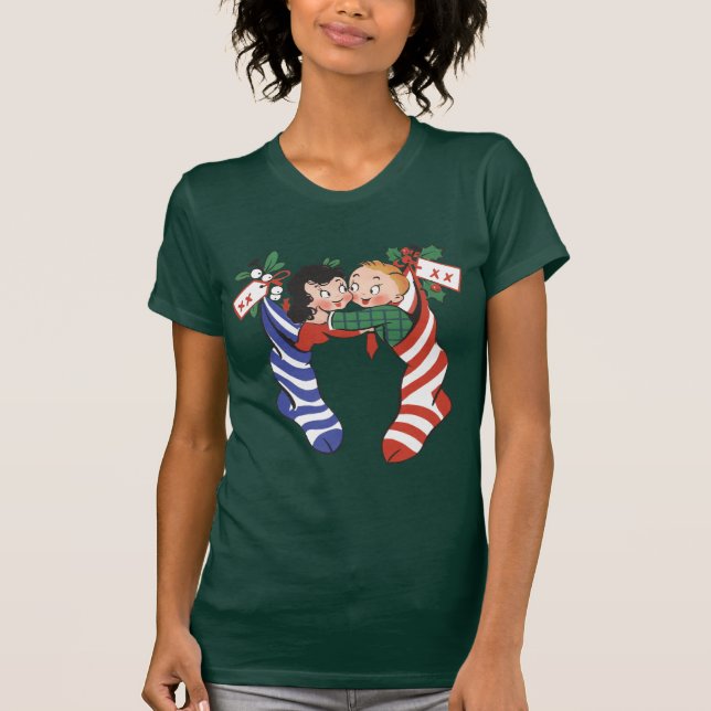 Camiseta Inventarios de Navidad de época con niños amables (Anverso)