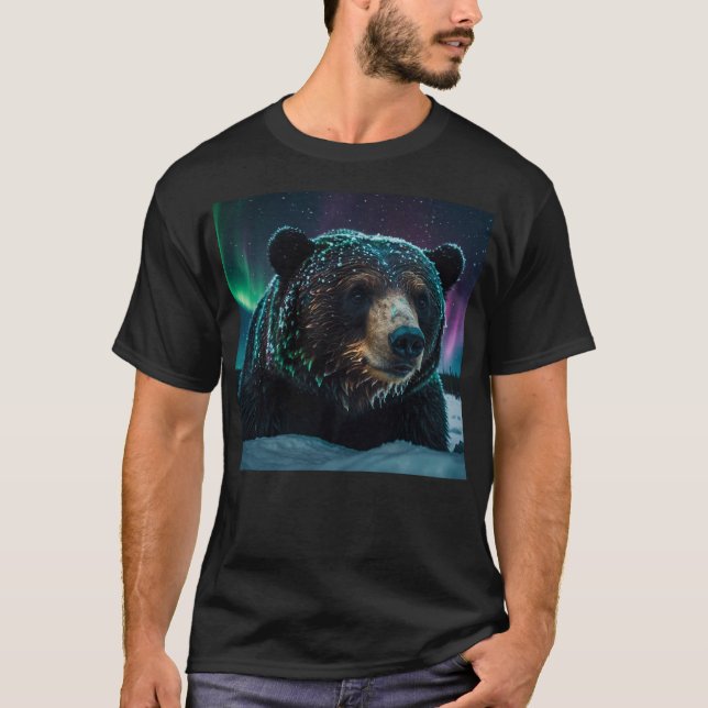 Camiseta Invernal Aurora y diseño de vida salvaje del oso n (Anverso)
