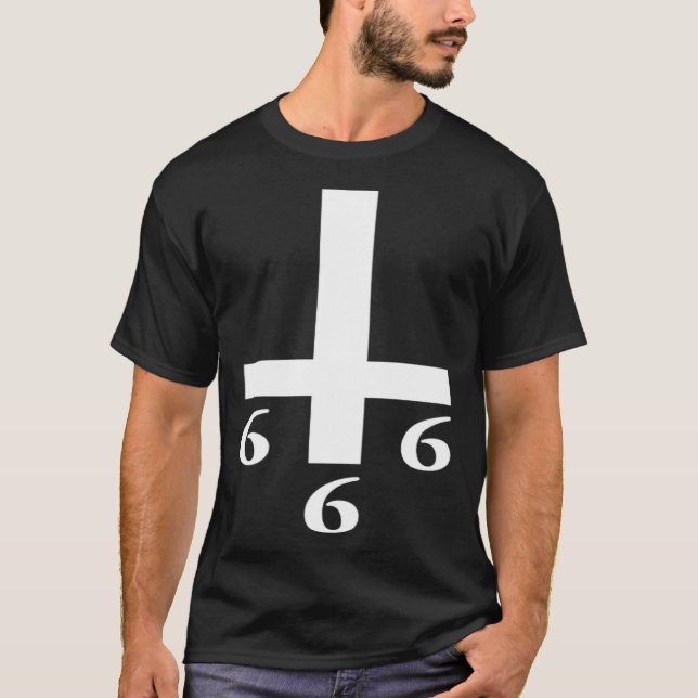 Camiseta Inverted Cross 666 Upside Down Satan Antichrist At (Anverso)