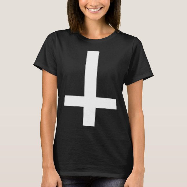 Camiseta Inverted Cross Upside Down Satan Antichrist Atheis (Anverso)