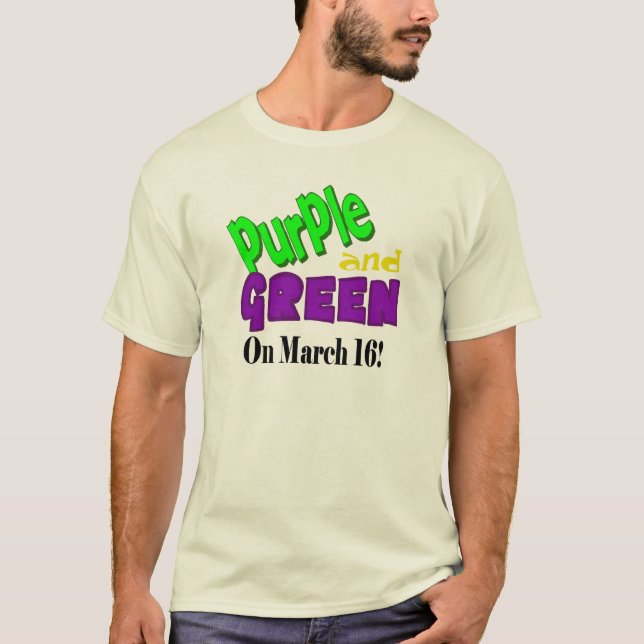 Camiseta invertida púrpura y verde del día del St. (Anverso)