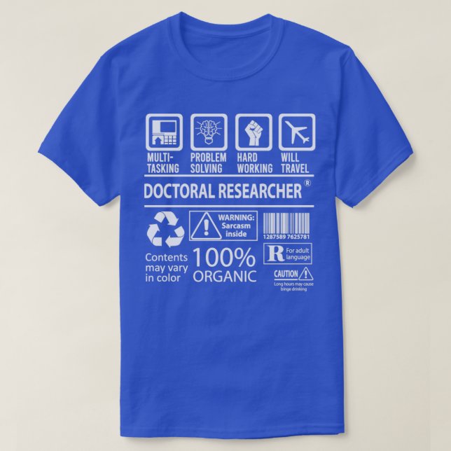 Camiseta Investigador doctoral MultiTasking Certified Job G (Diseño del anverso)