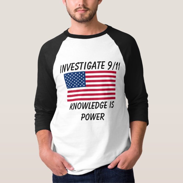 Camiseta Investigue 9/11 - Bandera de los E.E.U.U. - (Anverso)
