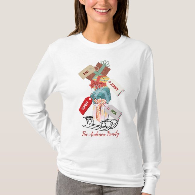 Camiseta Invierno blanco rojo Sleigh Cute Navidades moderno (Anverso)