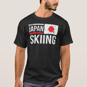 Camiseta Invierno de la montaña de nieve con bandera de esq