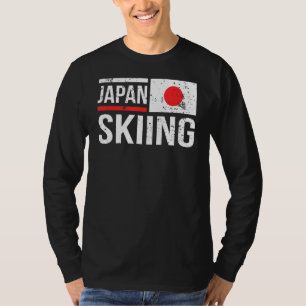 Camiseta Invierno de la montaña de nieve con bandera de esq
