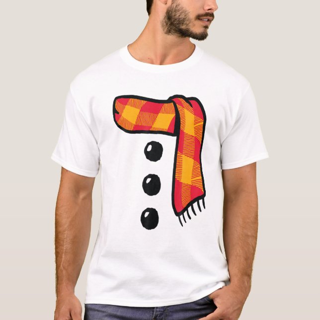 Camiseta Invierno de Snowman Tres Botones Negros Disfraces (Anverso)