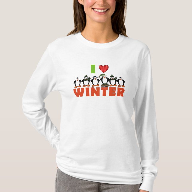 Camiseta Invierno del amor del pingüino I (Anverso)