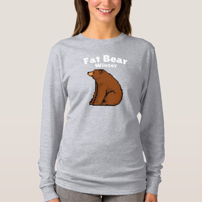 Camiseta Invierno del oso gordo, alimentación del oso, dive (Anverso)