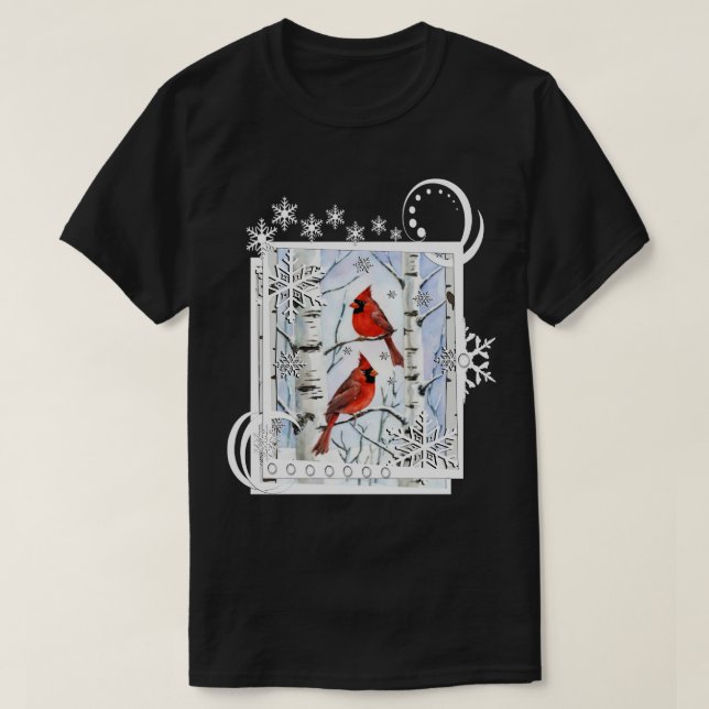 Camiseta Invierno dinales Birch Trees Snowflake Design (Diseño del anverso)