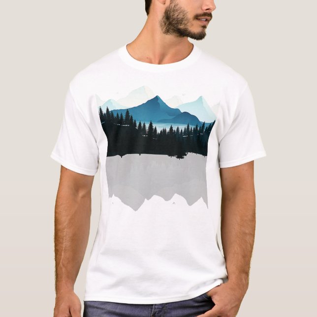 Camiseta Invierno Montaña Relajante Paisaje Vista Camping H (Anverso)