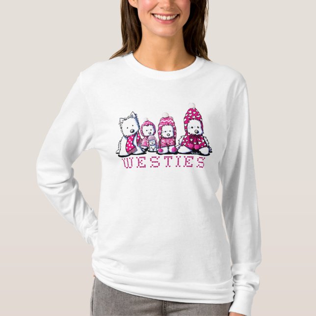 Camiseta Invierno rosado Westies (Anverso)