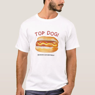 Camiseta Invitación al cumpleaños del perro caliente para l