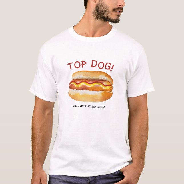 Camiseta Invitación al cumpleaños del perro caliente para l (Anverso)