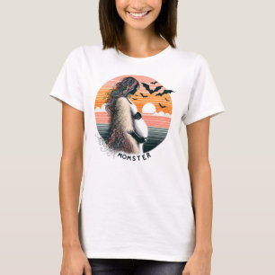 Camiseta Invitación de bebé mami - Halloween Retro Sunset