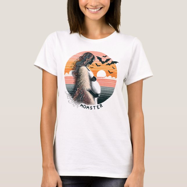 Camiseta Invitación de bebé mami - Halloween Retro Sunset (Anverso)