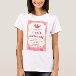 Camiseta Invitación de cumpleaños de la corona rosa | zazzl