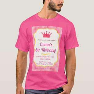 Camiseta Invitación de cumpleaños de la corona rosa   zazzl
