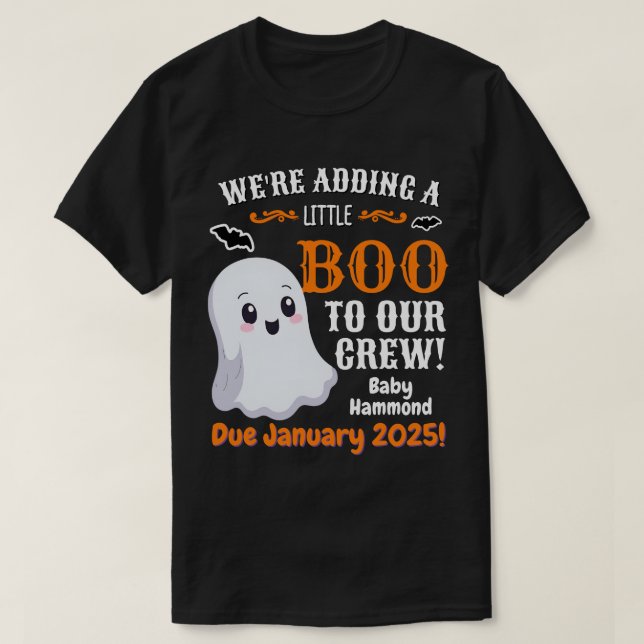Camiseta Invitación De Embarazo De Ghost Halloween Para Pap (Diseño del anverso)