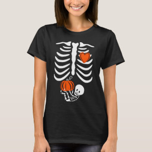 Camiseta Invitación de embarazo de Halloween Skeleton con B