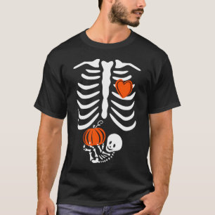 Camiseta Invitación de embarazo de Halloween Skeleton con B