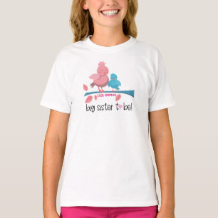 Camiseta invitación de embarazo de pájaros rosados herman