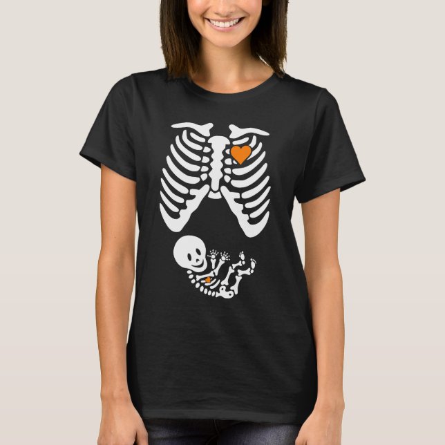 Camiseta Invitación de embarazo de Skeleton XRay Halloween  (Anverso)