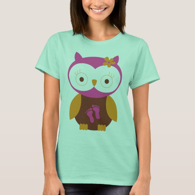 Camiseta Invitación De Embarazo Lechuza En Camino (Anverso)