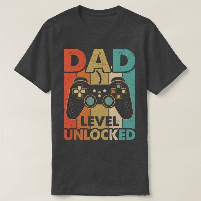 Camiseta Invitación De Embarazo Nivel De Papá Desbloqueado  (Diseño del anverso)