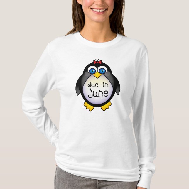 Camiseta Invitación del bebé de junio del pingüino (Anverso)