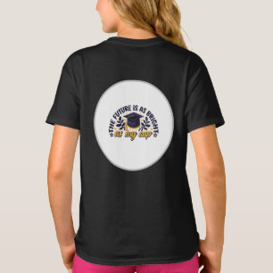 Camiseta invitación elegante azul y dorada