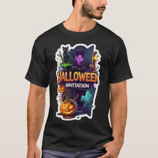 Camiseta Invitación vibrante de Halloween con elementos esp
