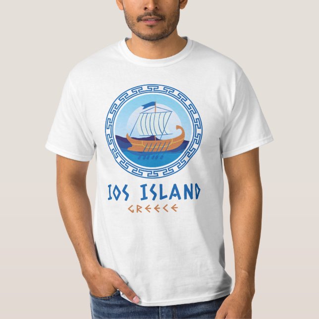 Camiseta IOS, Grecia Diseño de Barcos Griegos Hombres (Anverso)