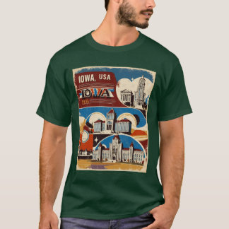 Camiseta Iowa 1950s USA Vintage Retro Tourism Oversized