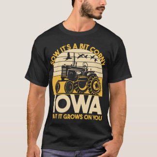 Camiseta Iowa American Farmer Midwest Corn Retro Sunset Tra