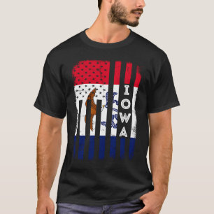 Camiseta Iowa Bandera Estadounidense Estado Hogar con Bande