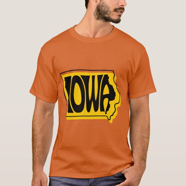 Camiseta Iowa Black and Gold State Typography Artwork (Anverso)