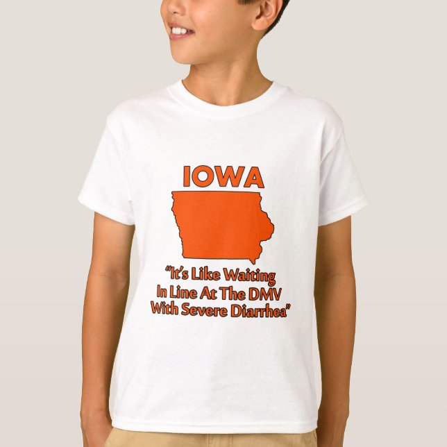 Camiseta Iowa - Como Esperar en la Cola del DMV... (Anverso)