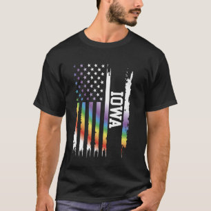 Camiseta Iowa Estados Unidos presiona arcoiris con bandera