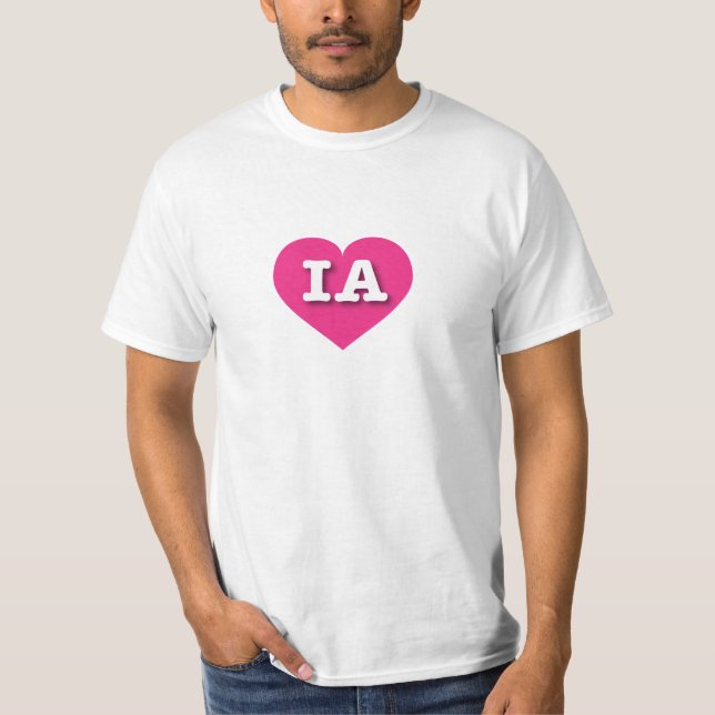 Camiseta Iowa Hot Pink Heart - Amo IA (Anverso)