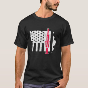 Camiseta Iowa Mapa del Estado de la Bandera Americana Orgul