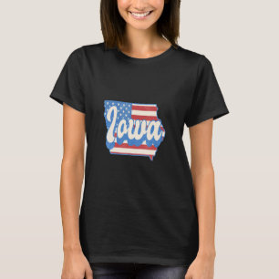 Camiseta Iowa Mapa Estado Bandera Estadounidense 4 De Julio