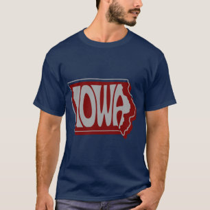 Camiseta Iowa Marrón y Gris Arte de Tipografía Estatal Tama