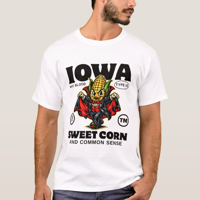 Camiseta Iowa: mi tipo de sangre (Anverso)