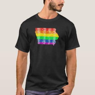 Camiseta Iowa Orgullo del Estado Gay Mapa de la bandera arc